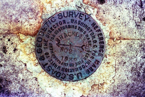 Geodetic marker, Shackleford Point Trail, Oak Mountain State Park, Shelby County, Alabama