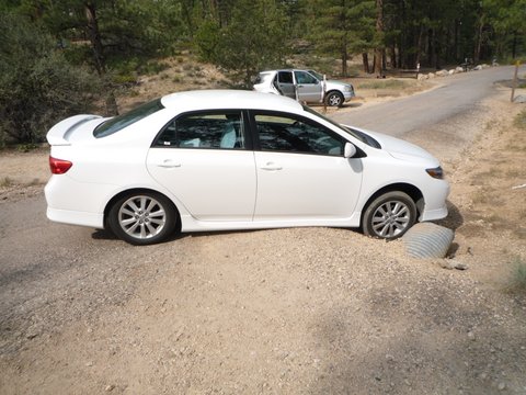 Car in Ditch, Campground, Bryce Canyon National Park, UT