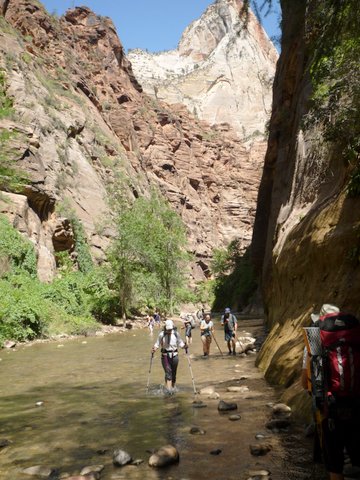 Hiking in the Narrows, Zion Canyon National Park, UT