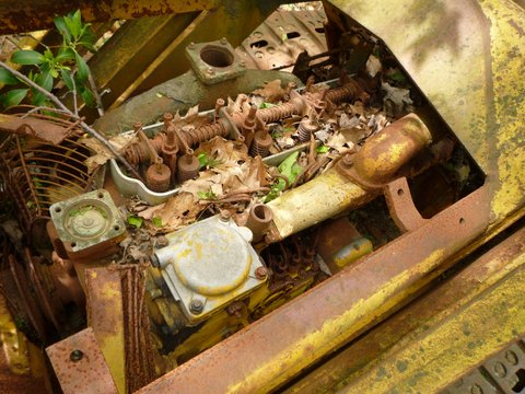 Engine of abandoned Caterpillar D2