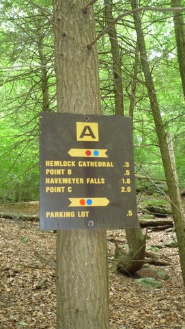 Trail sign, Mianus River Gorge, Westchester County, NY