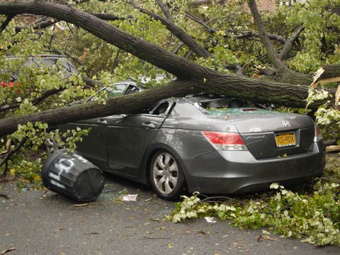 Crushed Honda Accord, 69th Road, Kew Gardens Hills, NY