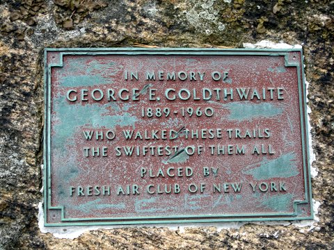Goldwaithe memorial plaque, R-D trail, Harriman State Park, NY