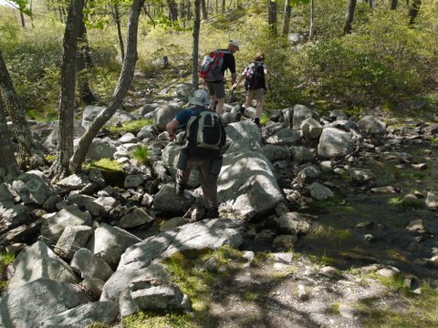 Crossing a rocky area, Triangle Trail, Harriman State Park, NY