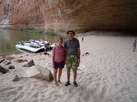 Charlie and Julie in Redwall Cavern, Mile 33, Colorado River, Grand Canyon