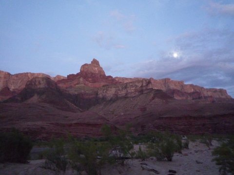 Moonrise over Upper Tanner Campsite, Colorado River, Grand Canyon