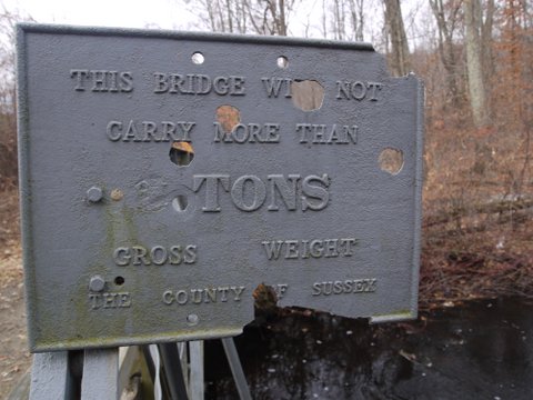 Sign on bridge on Iron Mountain Trail, Wawayanda State Park, NJ