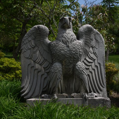 Eagle sculpture at entrance to New Jersey State Botanical Garden