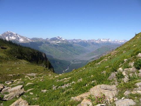 Southwest view from Highline Trail, Glacier National Park, Montana