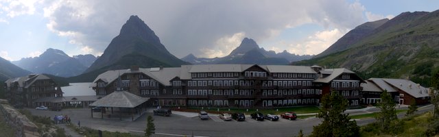 Many Glacier Hotel and Swiftcurrent Lake, Glacier National Park, Montana