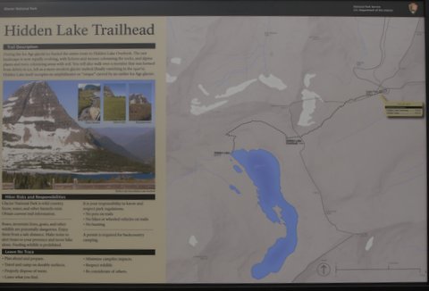 Sign for Hidden Lake Trail, Glacier National Park, Montana