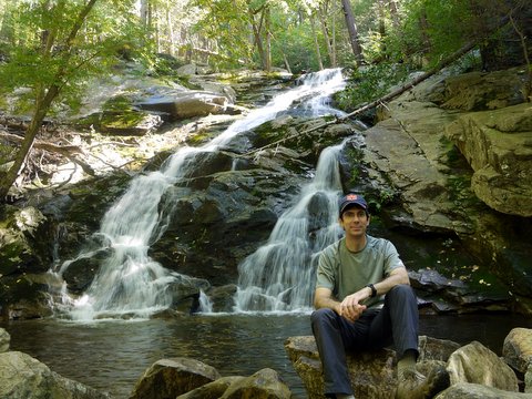 Posing at the lower falls of Mineral Spring Brook, Black Rock Forest, Orange County, New York