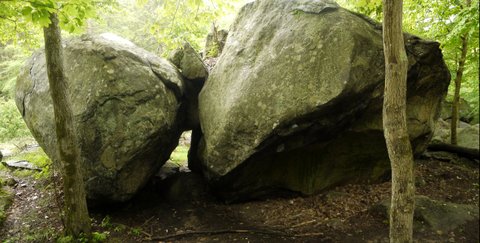 Side view of Gonusquah Rock, Harriman State Park, Rockland County, NY