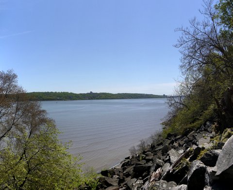 Shoreline from the Giant Stairs, Palisades Interstate Park, Bergen County, New Jersey