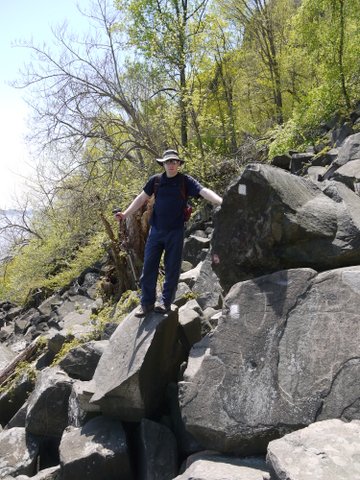 Martin hiking on the Giant Stairs, Palisades Interstate Park, Bergen County, New Jersey