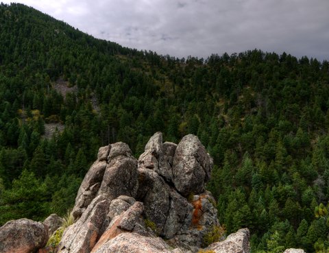 View from junction of Saddle Rock and E.M. Greenman trails, Boulder Mountain Park, Boulder, Colorado