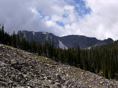 Mountains with snowfields, Rocky Mountain National Park, Colorado
