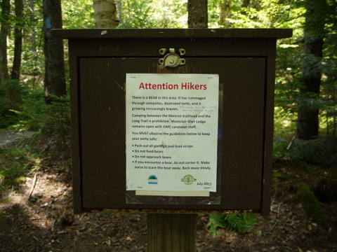 Bear warning sign, Camel's Hump State Park, Chittenden & Washington Counties, Vermont