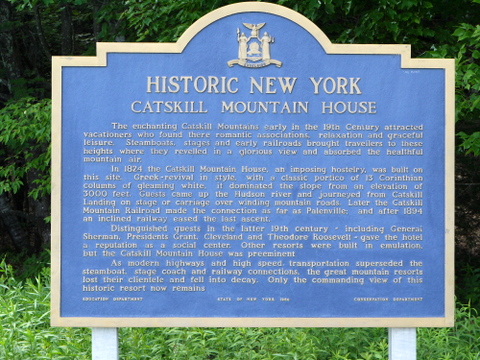 Plaque describing the Catskill Mountain House, Kaaterskill Wild Forest, Greene County, New York