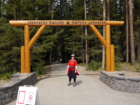 Batya stands at the entrance to Johnston Canyon, Banff National Park, Alberta, Canada