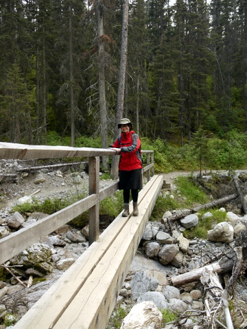 Batya crossing bridge at junction of Healy Pass Trail and Lower Simpson Pass Trail, Banff National Park, Alberta, Canada