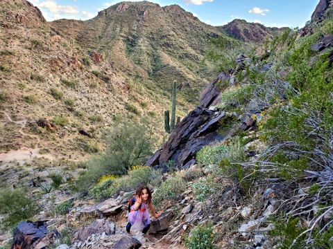Shaina climbing, Phoenix Mountain Preserve, Phoenix, Arizona