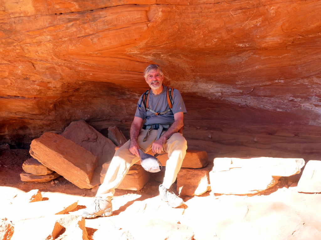 Charles sitting in Soldier Pass cave, Sedona, Arizona