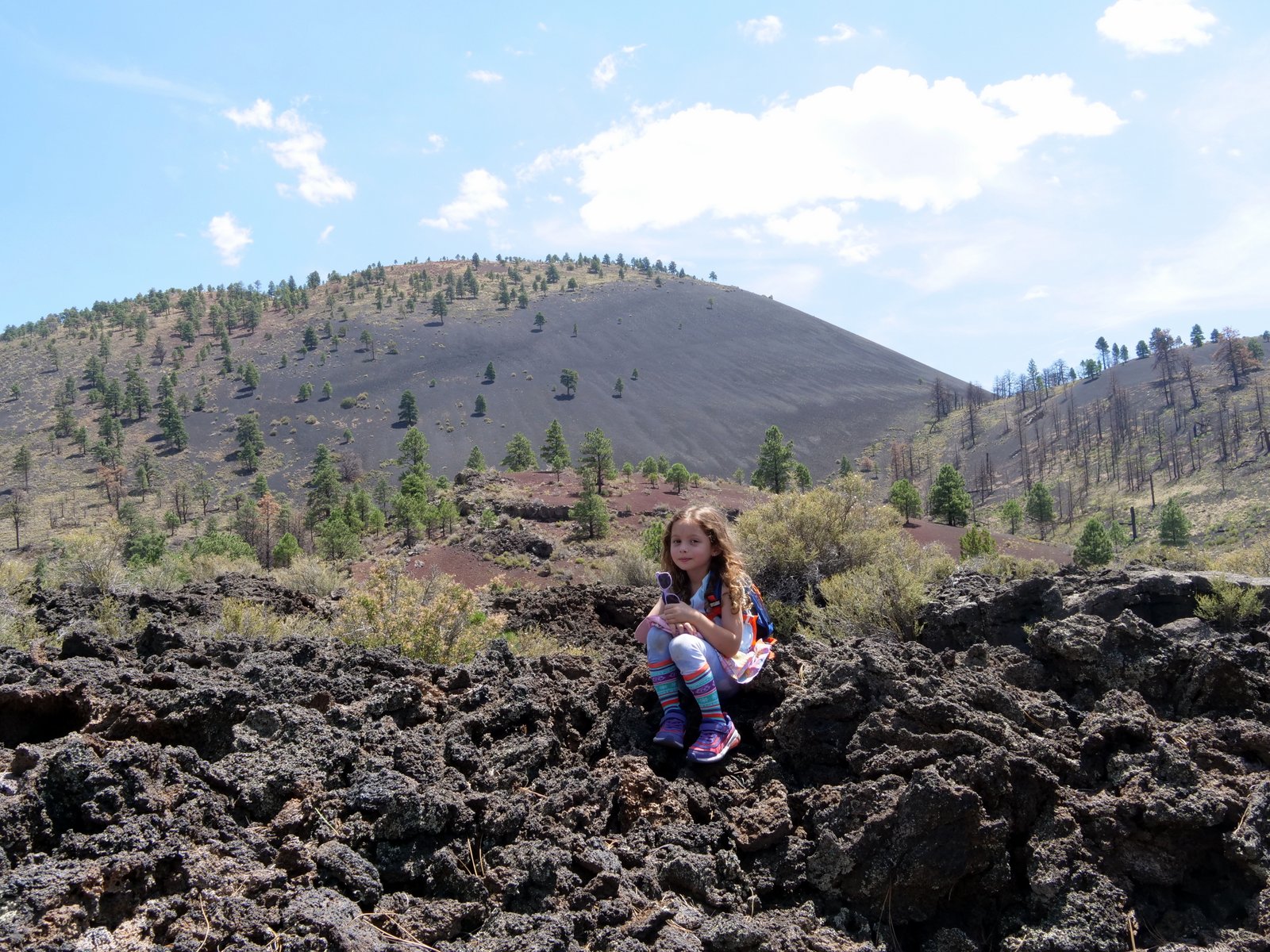 Shaina on the Lava Flow Trail, Sunset Crater Volcano National Monument, Coconino County, Arizona
